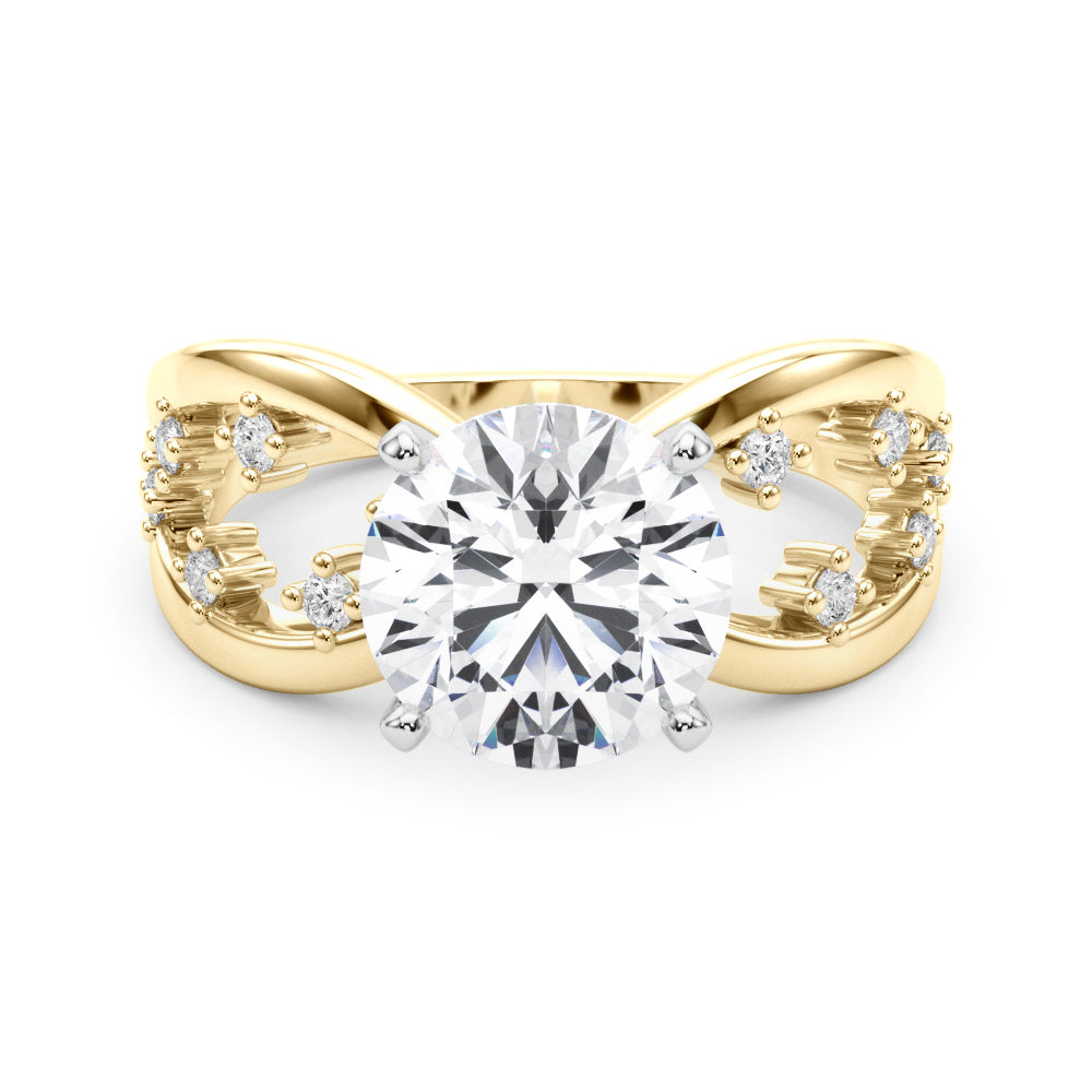 Bespoke Sidestone Round Diamond Engagement Ring in 10K/14K gold and platinum with certified lab-grown or natural diamonds