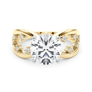 Bespoke Sidestone Round Diamond Engagement Ring in 10K/14K gold and platinum with certified lab-grown or natural diamonds