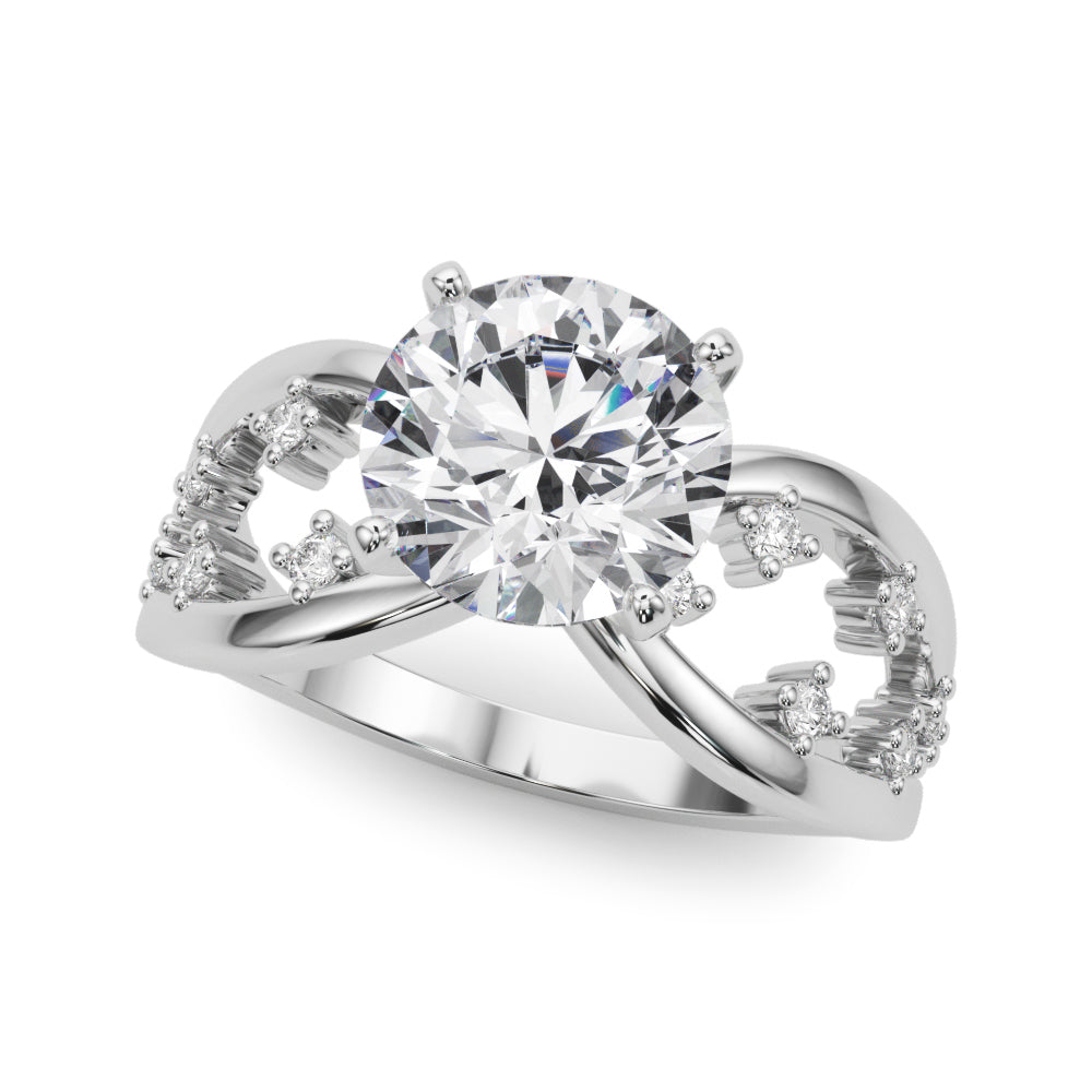 Bespoke Sidestone Round Diamond Engagement Ring in 10K/14K gold and platinum with certified lab-grown or natural diamonds