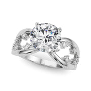 Bespoke Sidestone Round Diamond Engagement Ring in 10K/14K gold and platinum with certified lab-grown or natural diamonds