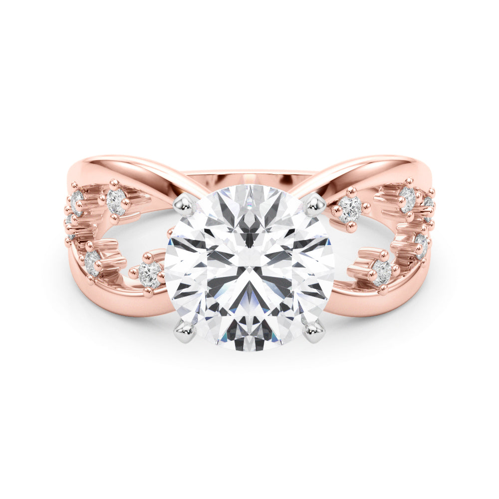 Bespoke Sidestone Round Diamond Engagement Ring in 10K/14K gold and platinum with certified lab-grown or natural diamonds