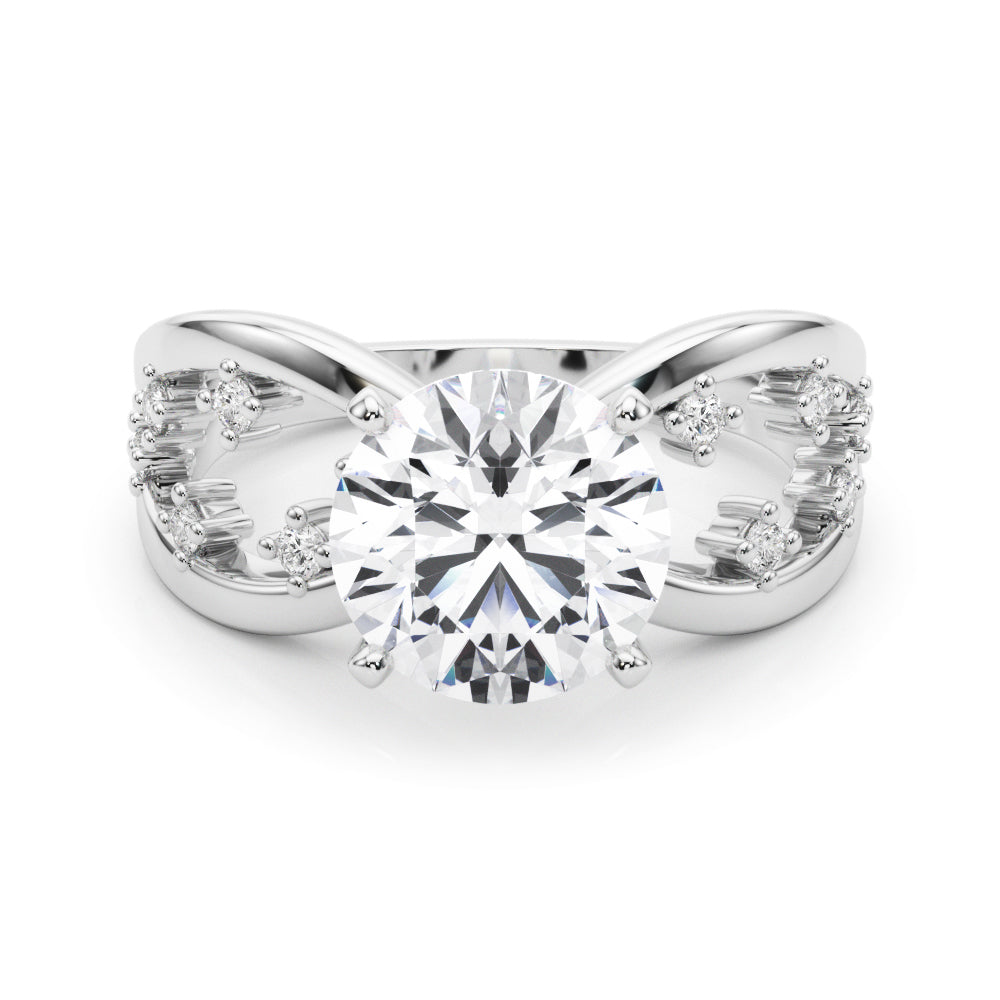 Bespoke Sidestone Round Diamond Engagement Ring in 10K/14K gold and platinum with certified lab-grown or natural diamonds