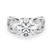 Bespoke Sidestone Round Diamond Engagement Ring in 10K/14K gold and platinum with certified lab-grown or natural diamonds