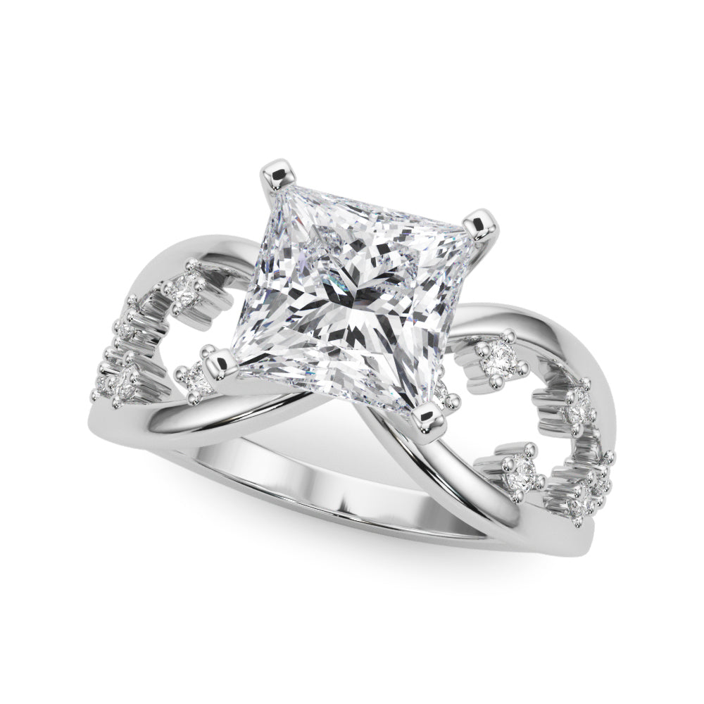 Bespoke Sidestone Round Diamond Engagement Ring in 10K/14K gold and platinum with certified lab-grown or natural diamonds