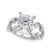 Bespoke Sidestone Round Diamond Engagement Ring in 10K/14K gold and platinum with certified lab-grown or natural diamonds