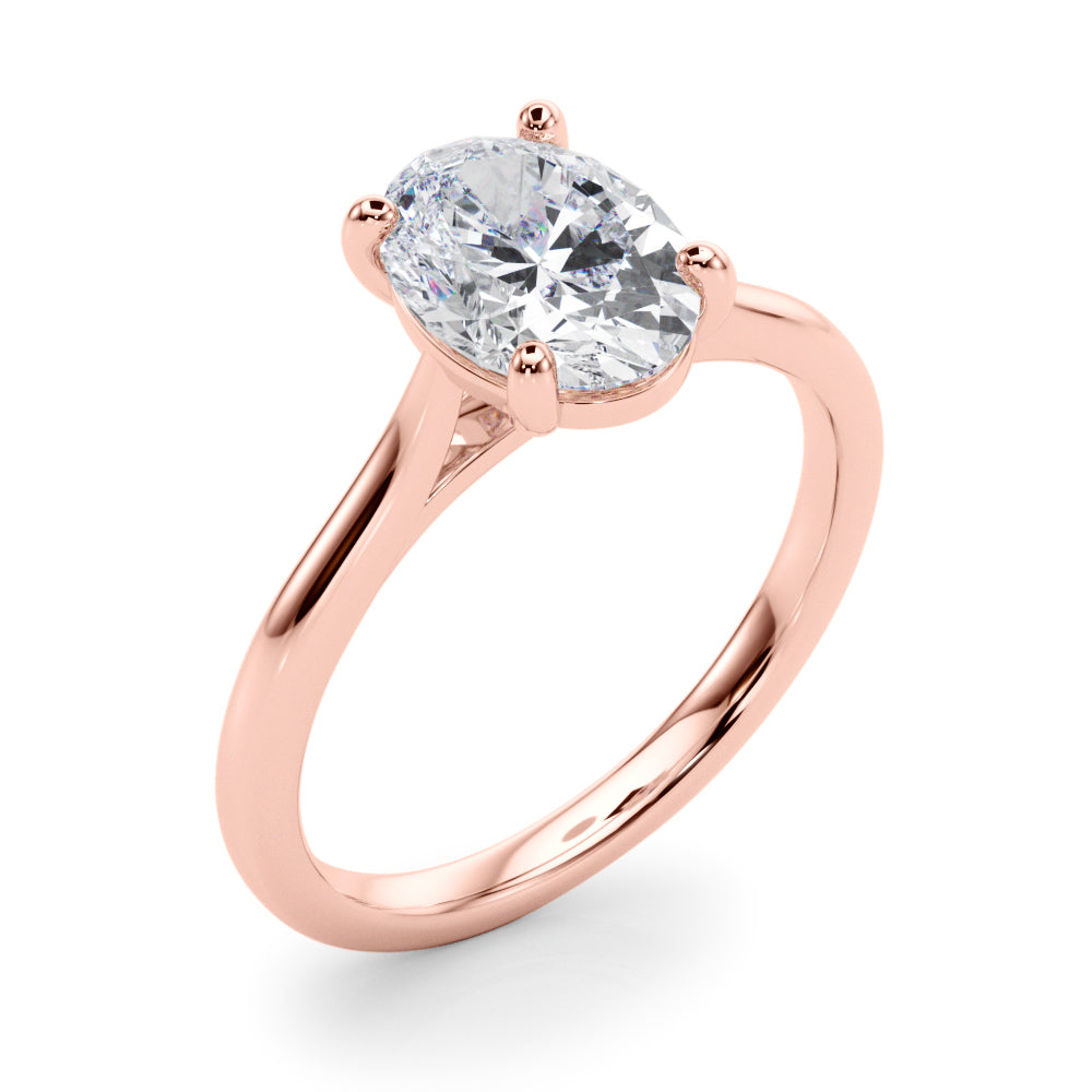 Devoted Solitaire Oval Diamond Engagement Ring in 10K/14K gold and platinum with certified lab-grown or natural diamonds