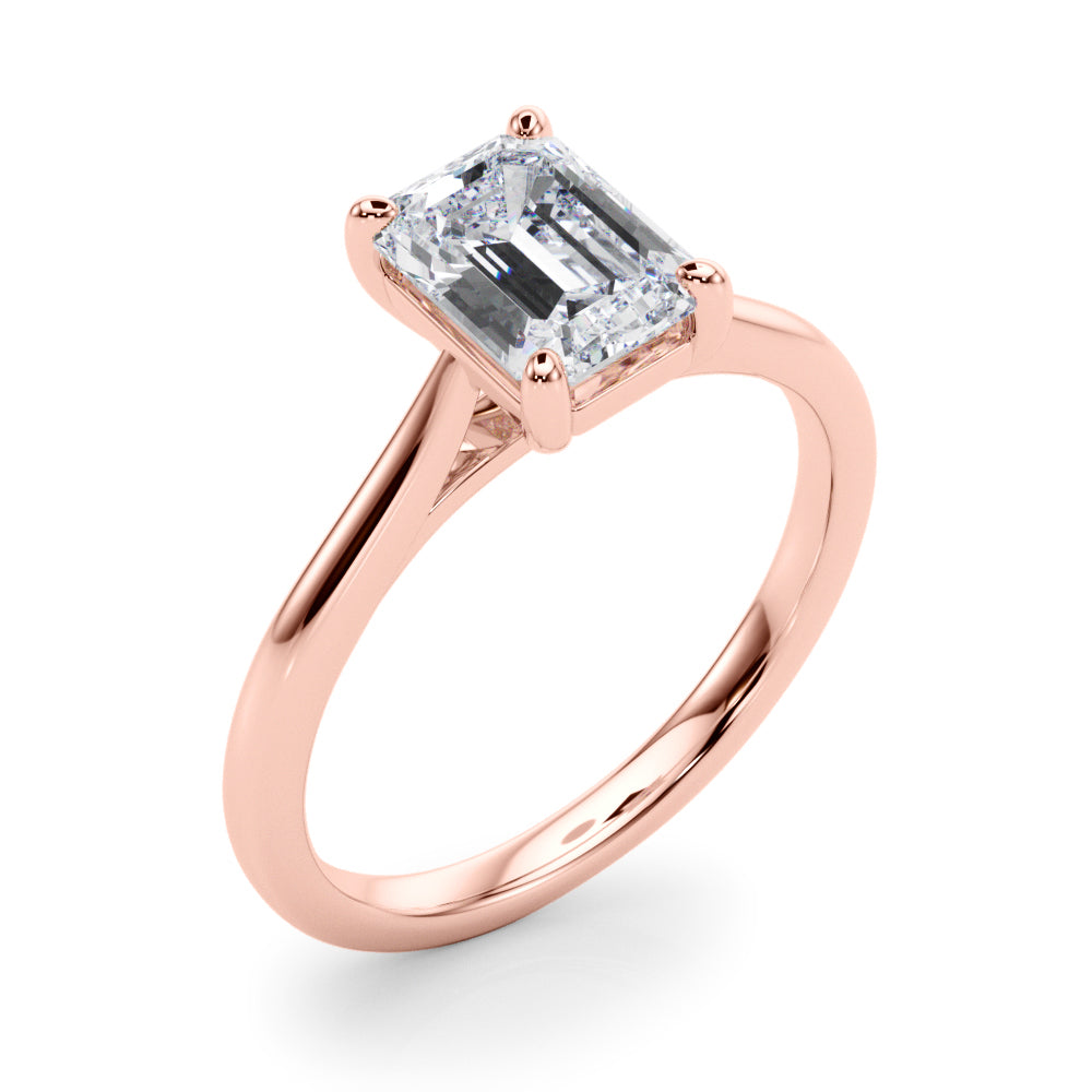 Adored Solitaire Emerald Diamond Engagement Ring in 10K/14K gold and platinum with certified lab-grown or natural diamonds