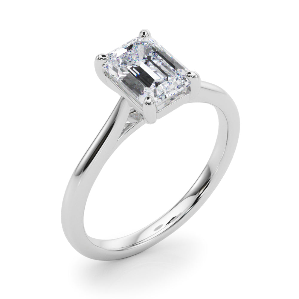 Adored Solitaire Emerald Diamond Engagement Ring in 10K/14K gold and platinum with certified lab-grown or natural diamonds