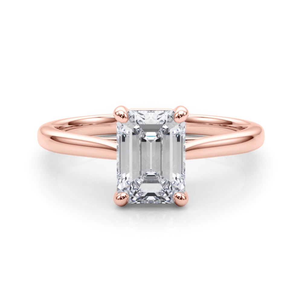 Adored Solitaire Emerald Diamond Engagement Ring in 10K/14K gold and platinum with certified lab-grown or natural diamonds