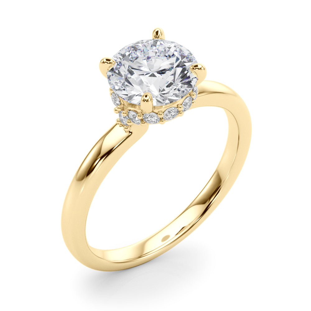 Resplendent Hidden Halo Rd Center Round Diamond Engagement Ring in 10K/14K gold and platinum with certified lab-grown or natural diamonds