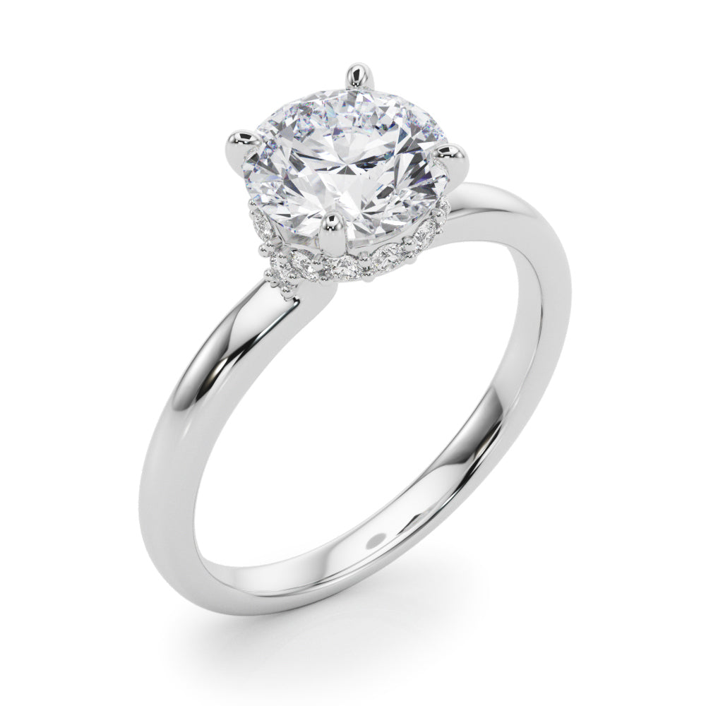 Resplendent Hidden Halo Rd Center Round Diamond Engagement Ring in 10K/14K gold and platinum with certified lab-grown or natural diamonds