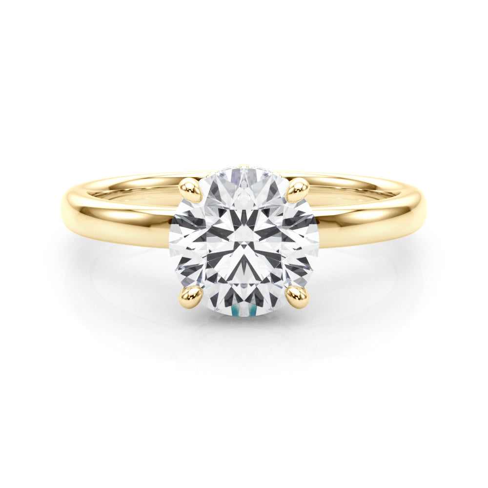 Resplendent Hidden Halo Rd Center Round Diamond Engagement Ring in 10K/14K gold and platinum with certified lab-grown or natural diamonds