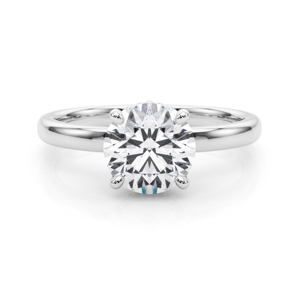 Resplendent Hidden Halo Rd Center Round Diamond Engagement Ring in 10K/14K gold and platinum with certified lab-grown or natural diamonds