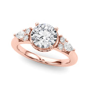 Romantic Rd Center Ps & Rd Sides Round Diamond Engagement Ring in 10K/14K gold and platinum with certified lab-grown or natural diamonds