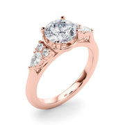 Romantic Rd Center Ps & Rd Sides Round Diamond Engagement Ring in 10K/14K gold and platinum with certified lab-grown or natural diamonds