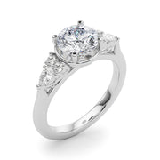 Romantic Rd Center Ps & Rd Sides Round Diamond Engagement Ring in 10K/14K gold and platinum with certified lab-grown or natural diamonds