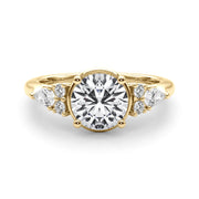 Romantic Rd Center Ps & Rd Sides Round Diamond Engagement Ring in 10K/14K gold and platinum with certified lab-grown or natural diamonds
