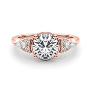 Romantic Rd Center Ps & Rd Sides Round Diamond Engagement Ring in 10K/14K gold and platinum with certified lab-grown or natural diamonds