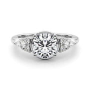 Romantic Rd Center Ps & Rd Sides Round Diamond Engagement Ring in 10K/14K gold and platinum with certified lab-grown or natural diamonds