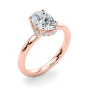 Noble Hidden Halo Center Oval Diamond Engagement Ring in 10K/14K gold and platinum with certified lab-grown or natural diamonds
