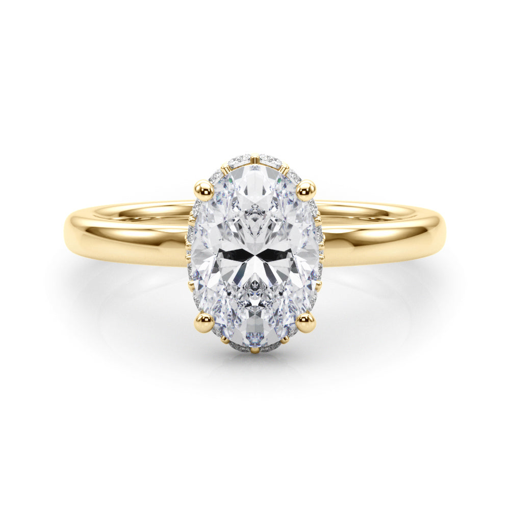 Noble Hidden Halo Center Oval Diamond Engagement Ring in 10K/14K gold and platinum with certified lab-grown or natural diamonds