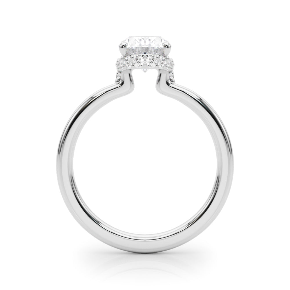 Noble Hidden Halo Center Oval Diamond Engagement Ring in 10K/14K gold and platinum with certified lab-grown or natural diamonds