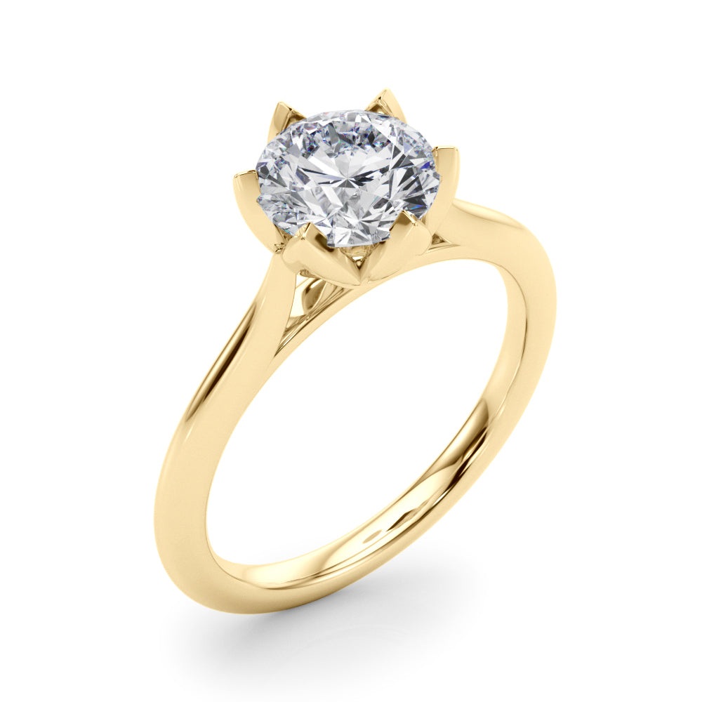 Statement Tulip 6 Pr Rd Solitaire Round Diamond Engagement Ring in 10K/14K gold and platinum with certified lab-grown or natural diamonds