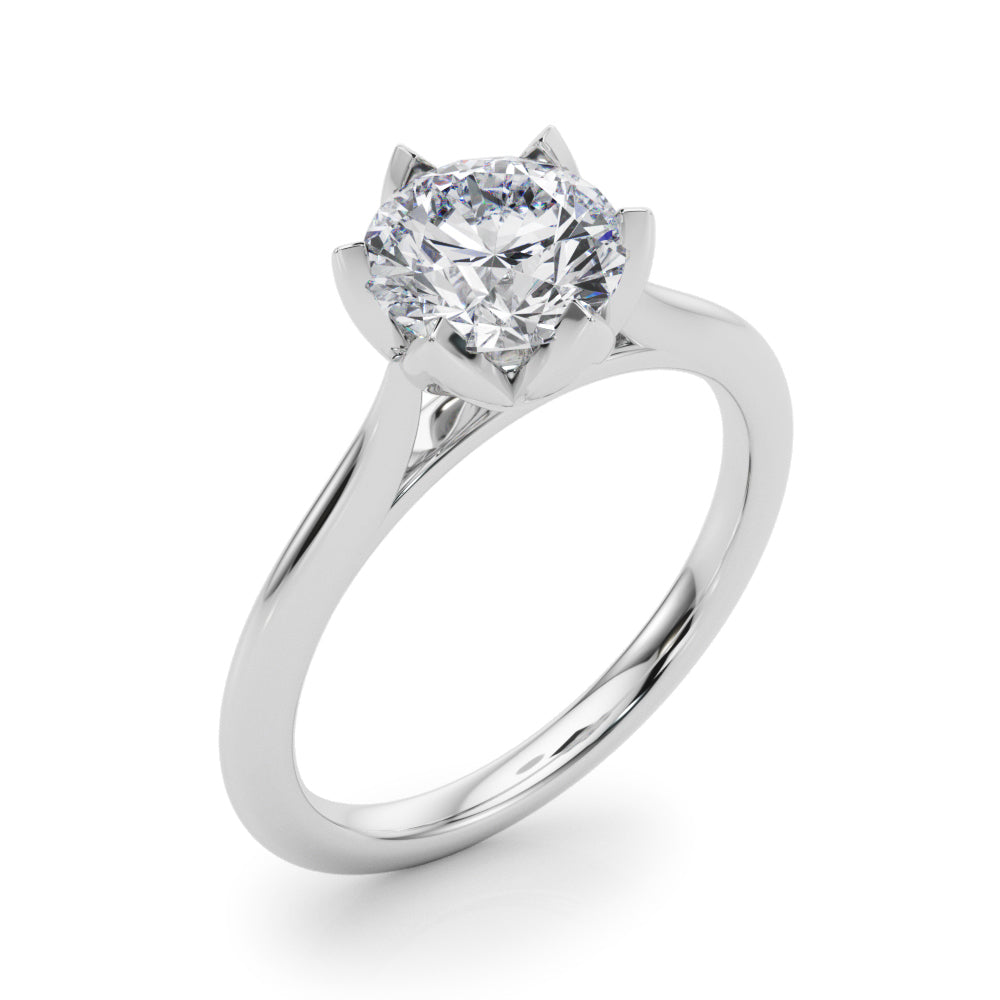 Statement Tulip 6 Pr Rd Solitaire Round Diamond Engagement Ring in 10K/14K gold and platinum with certified lab-grown or natural diamonds