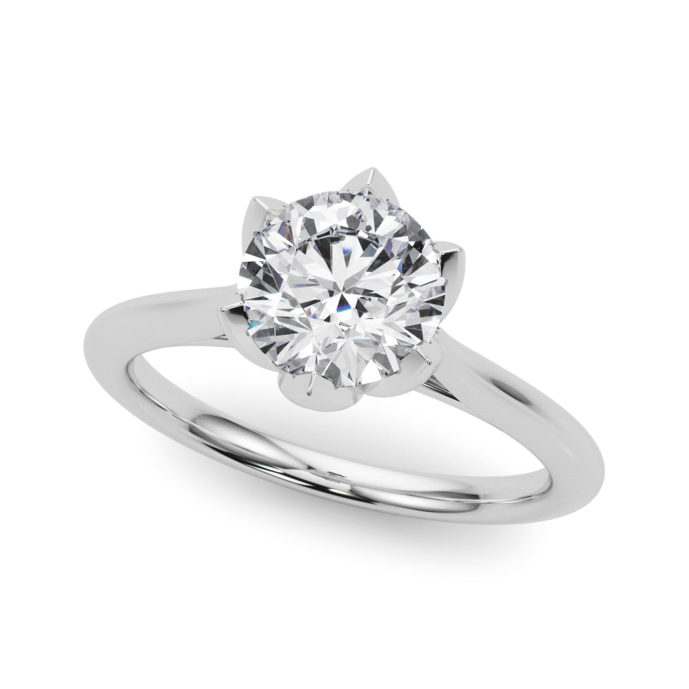Statement Tulip 6 Pr Rd Solitaire Round Diamond Engagement Ring in 10K/14K gold and platinum with certified lab-grown or natural diamonds