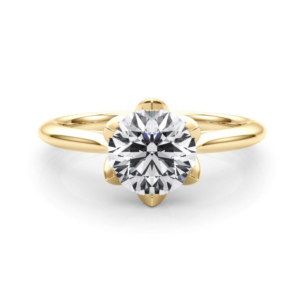 Statement Tulip 6 Pr Rd Solitaire Round Diamond Engagement Ring in 10K/14K gold and platinum with certified lab-grown or natural diamonds