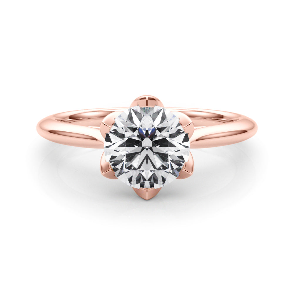 Statement Tulip 6 Pr Rd Solitaire Round Diamond Engagement Ring in 10K/14K gold and platinum with certified lab-grown or natural diamonds