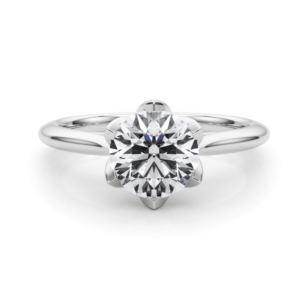 Statement Tulip 6 Pr Rd Solitaire Round Diamond Engagement Ring in 10K/14K gold and platinum with certified lab-grown or natural diamonds