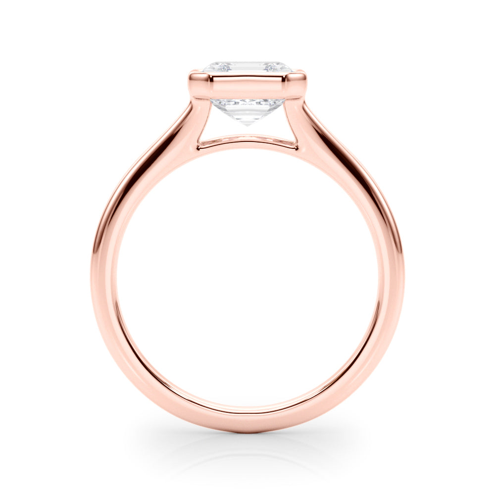 Refined Solitaire Bezel Set Round Diamond Engagement Ring in 10K/14K gold and platinum with certified lab-grown or natural diamonds