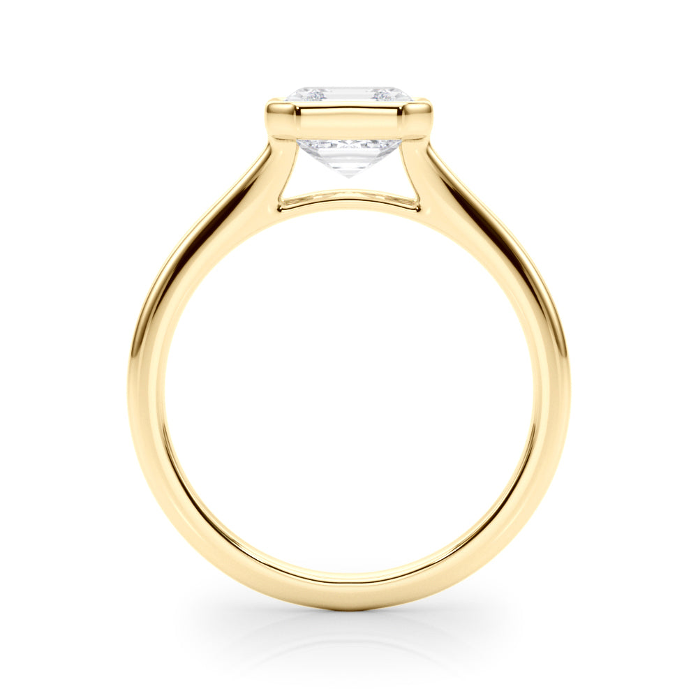 Refined Solitaire Bezel Set Round Diamond Engagement Ring in 10K/14K gold and platinum with certified lab-grown or natural diamonds