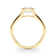 Refined Solitaire Bezel Set Round Diamond Engagement Ring in 10K/14K gold and platinum with certified lab-grown or natural diamonds