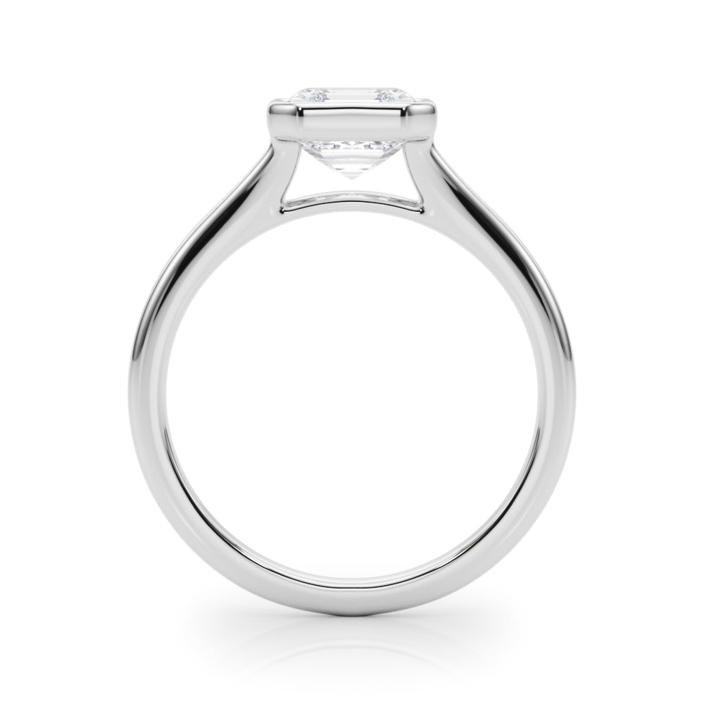 Refined Solitaire Bezel Set Round Diamond Engagement Ring in 10K/14K gold and platinum with certified lab-grown or natural diamonds