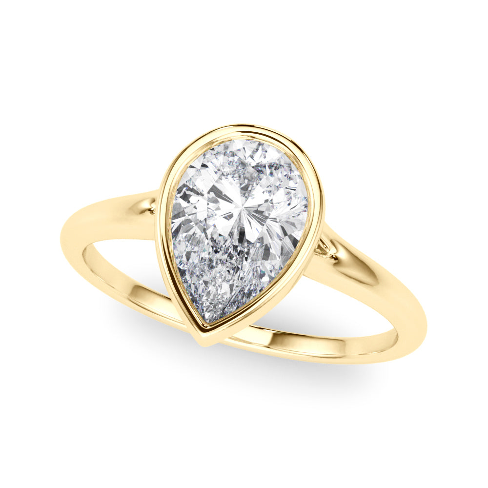 Noble Solitaire Ps Bezel Set Pear Diamond Engagement Ring in 10K/14K gold and platinum with certified lab-grown or natural diamonds