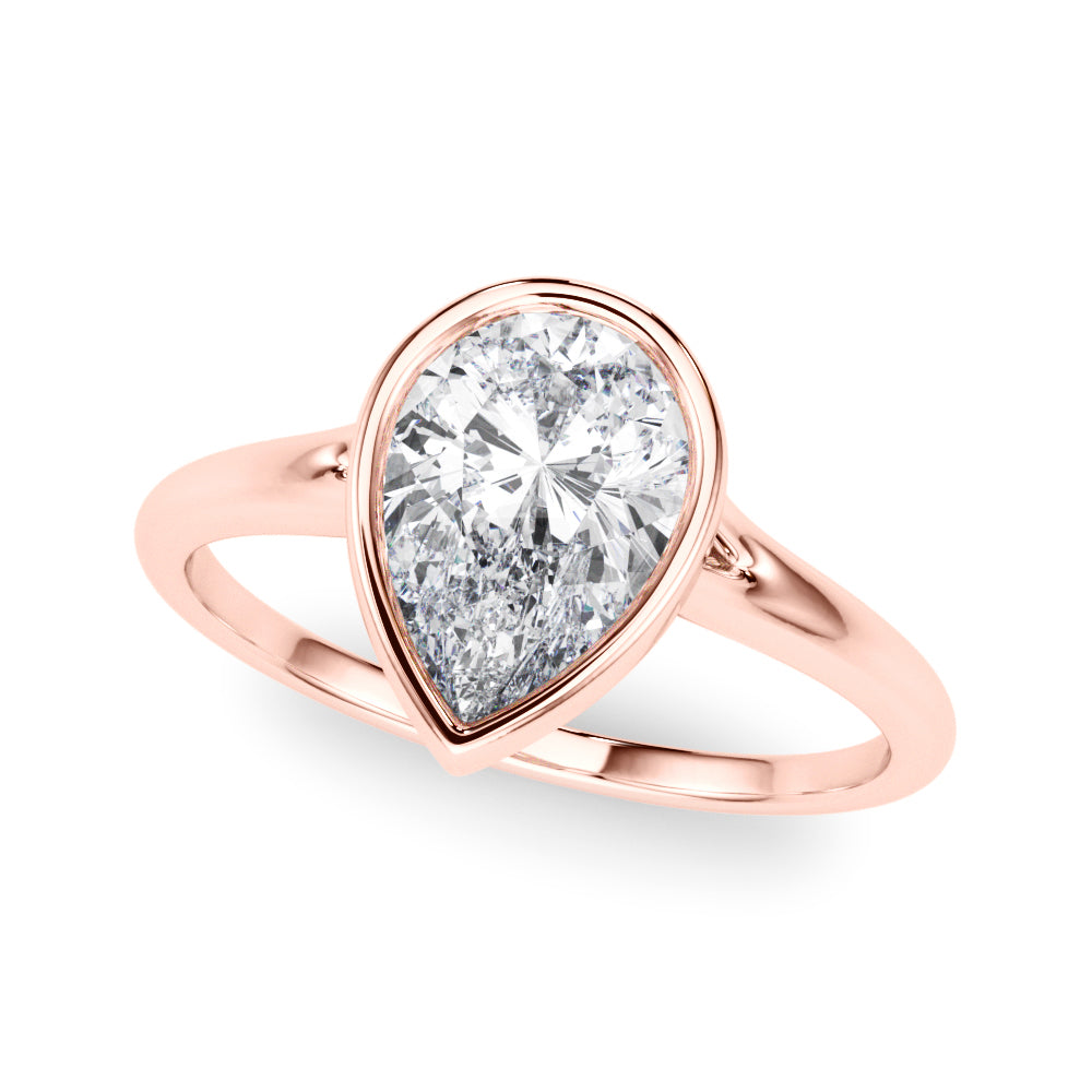 Noble Solitaire Ps Bezel Set Pear Diamond Engagement Ring in 10K/14K gold and platinum with certified lab-grown or natural diamonds