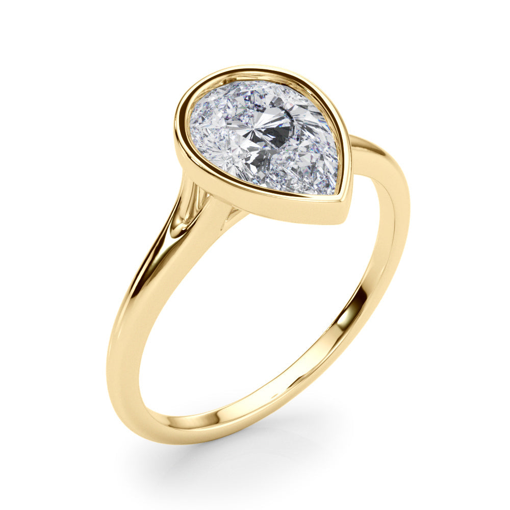 Noble Solitaire Ps Bezel Set Pear Diamond Engagement Ring in 10K/14K gold and platinum with certified lab-grown or natural diamonds