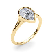 Noble Solitaire Ps Bezel Set Pear Diamond Engagement Ring in 10K/14K gold and platinum with certified lab-grown or natural diamonds