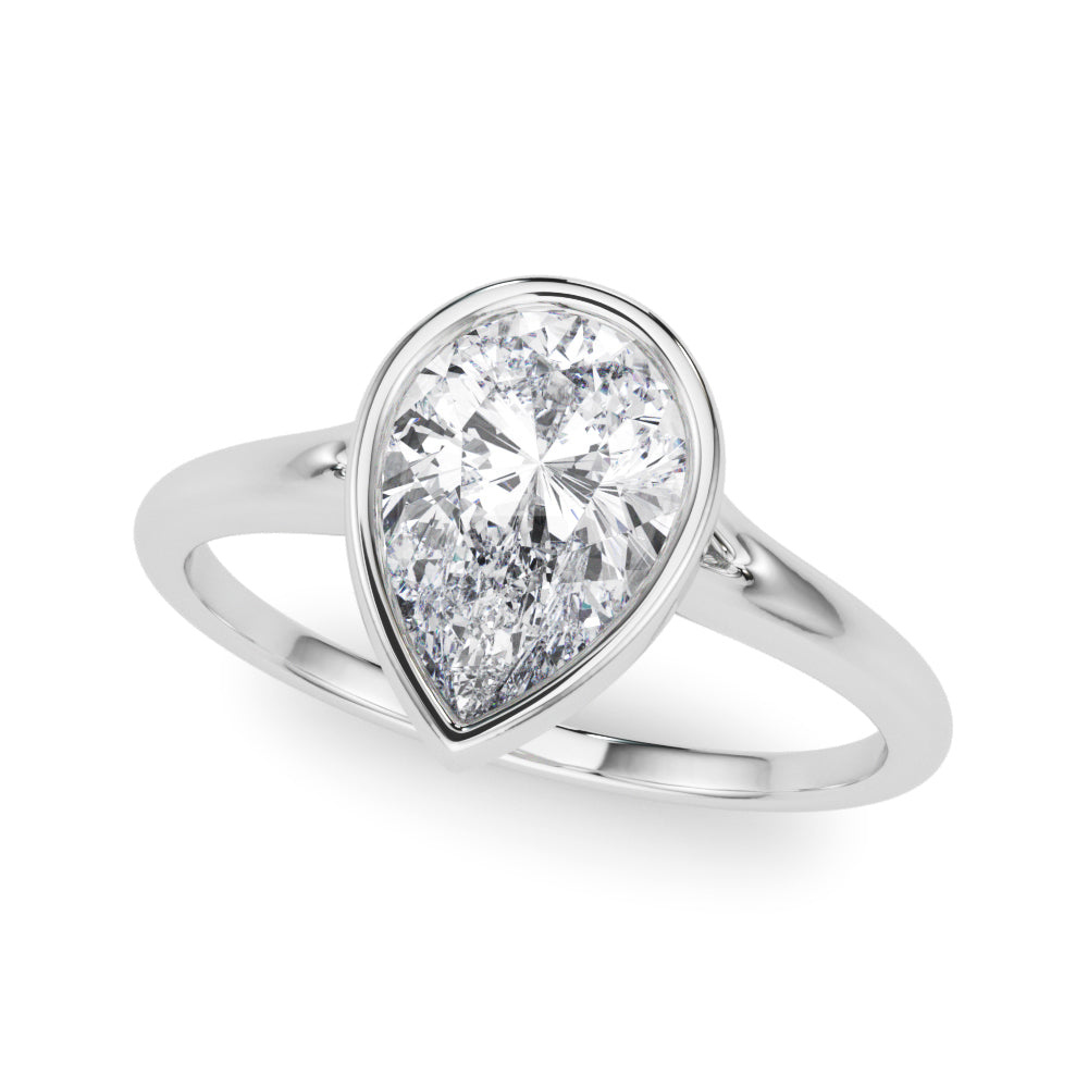 Noble Solitaire Ps Bezel Set Pear Diamond Engagement Ring in 10K/14K gold and platinum with certified lab-grown or natural diamonds