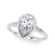 Noble Solitaire Ps Bezel Set Pear Diamond Engagement Ring in 10K/14K gold and platinum with certified lab-grown or natural diamonds
