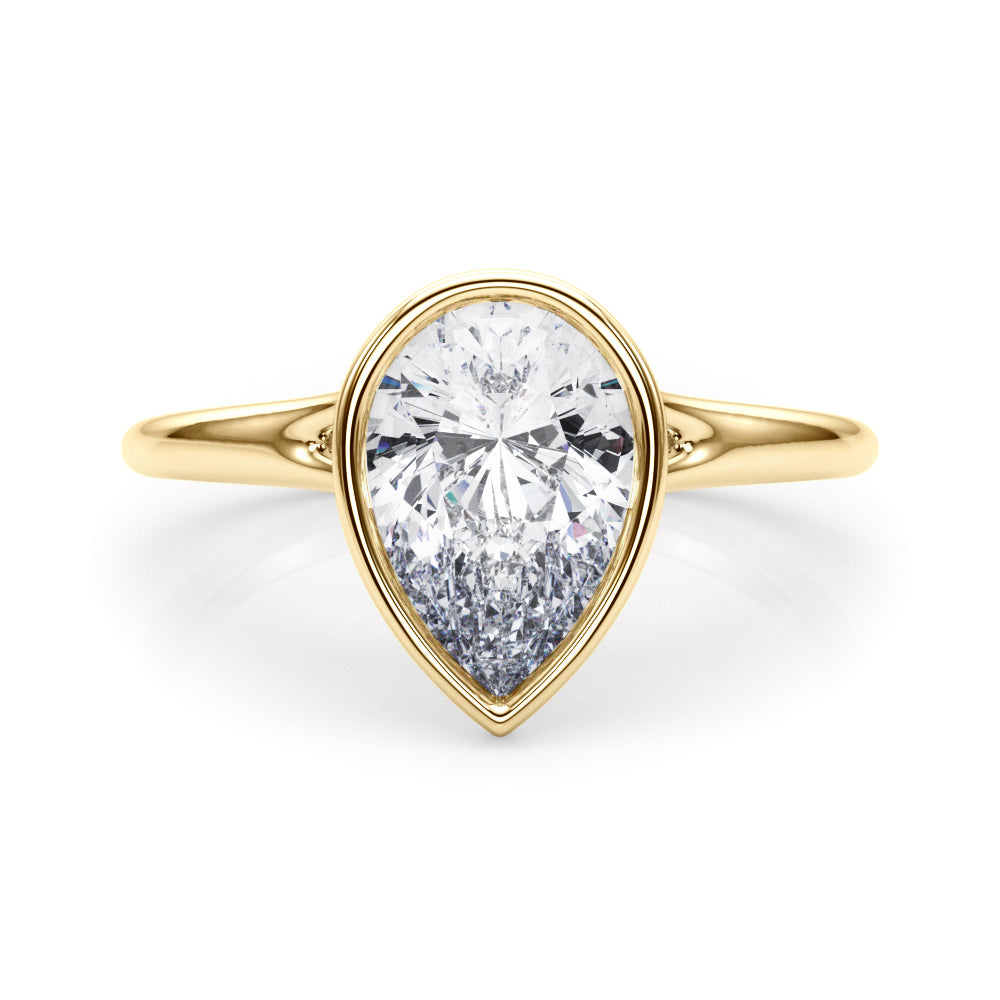 Noble Solitaire Ps Bezel Set Pear Diamond Engagement Ring in 10K/14K gold and platinum with certified lab-grown or natural diamonds