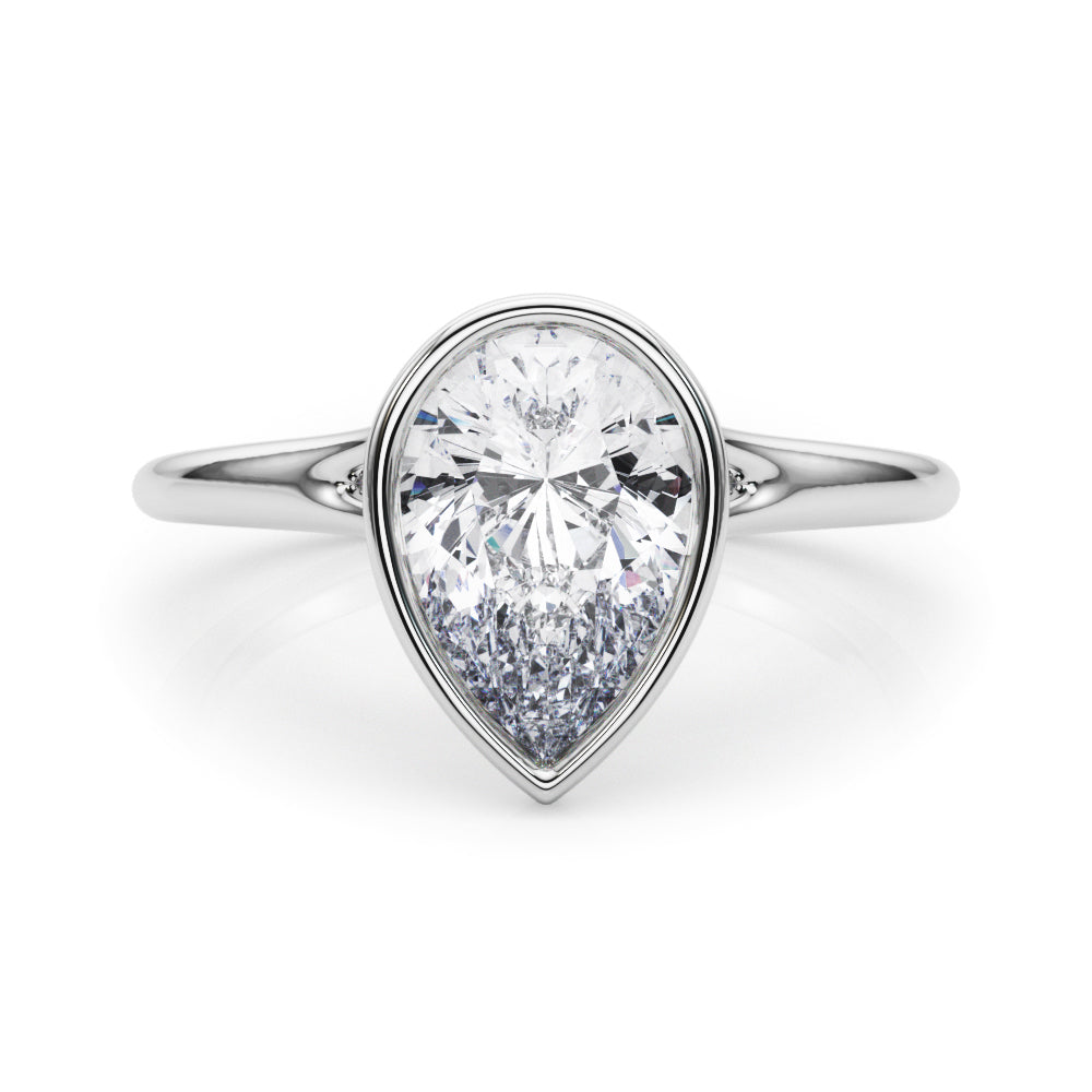 Noble Solitaire Ps Bezel Set Pear Diamond Engagement Ring in 10K/14K gold and platinum with certified lab-grown or natural diamonds
