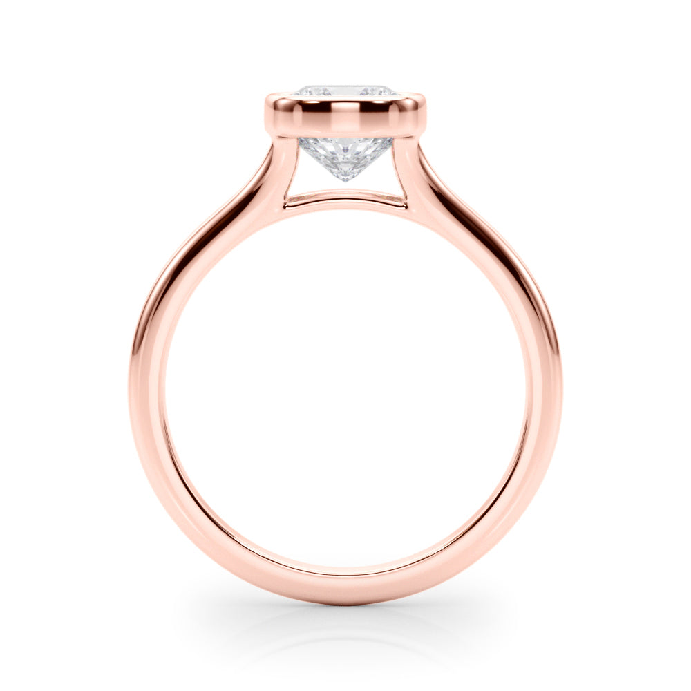 Classic Solitaire Bezel Set Cushion Diamond Engagement Ring in 10K/14K gold and platinum with certified lab-grown or natural diamonds