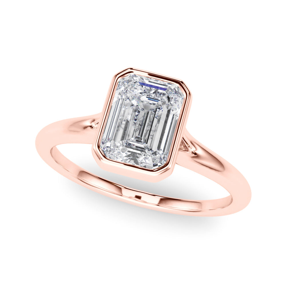 Timeless Solitaire Ec Bezel Set Emerald Diamond Engagement Ring in 10K/14K gold and platinum with certified lab-grown or natural diamonds