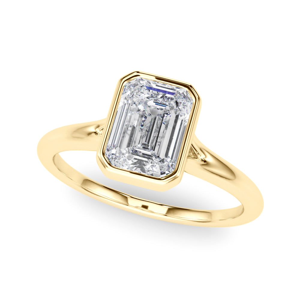 Timeless Solitaire Ec Bezel Set Emerald Diamond Engagement Ring in 10K/14K gold and platinum with certified lab-grown or natural diamonds