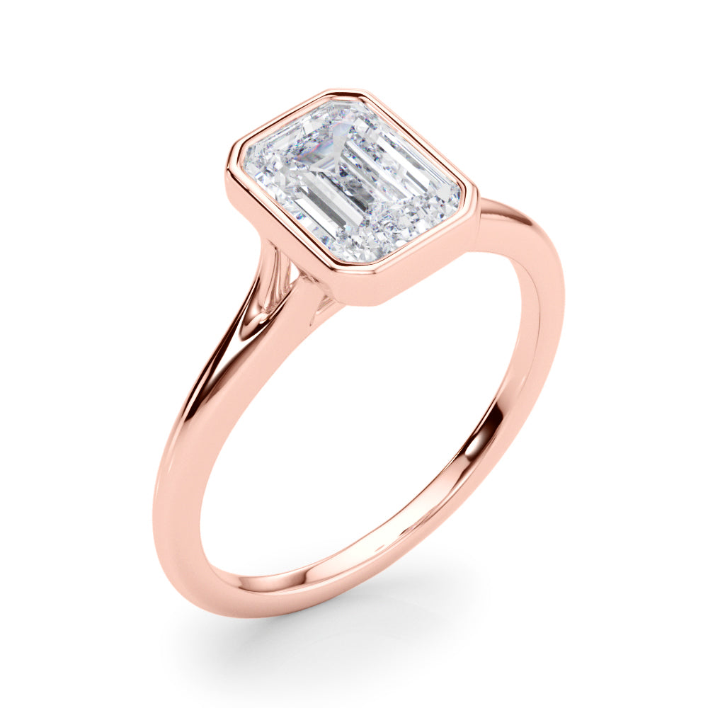 Timeless Solitaire Ec Bezel Set Emerald Diamond Engagement Ring in 10K/14K gold and platinum with certified lab-grown or natural diamonds