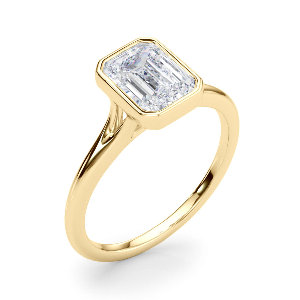 Timeless Solitaire Ec Bezel Set Emerald Diamond Engagement Ring in 10K/14K gold and platinum with certified lab-grown or natural diamonds