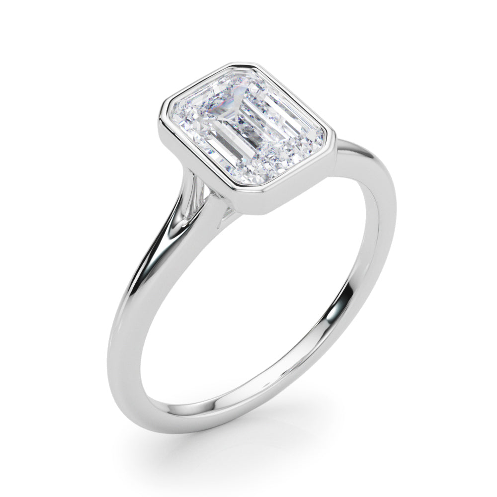 Timeless Solitaire Ec Bezel Set Emerald Diamond Engagement Ring in 10K/14K gold and platinum with certified lab-grown or natural diamonds